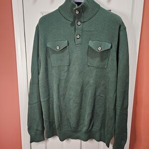 Banana Republic Forest Green Turtleneck Button-Neck Sweater